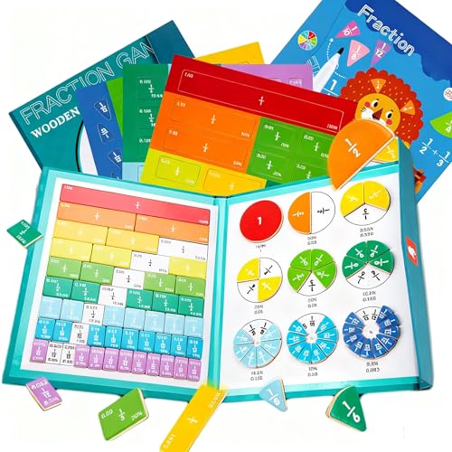 Generisch Magnetic Fraction Demonstration Book for Kids Learning, Magnetic Fraction Tiles & Fraction Circles with Percentages, Math Puzzle Learning Building Block Set (2 Pcs,Lion) von Generisch