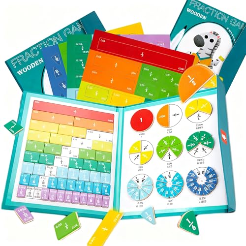 Generisch Magnetic Fraction Demonstration Book for Kids Learning, Magnetic Fraction Tiles & Fraction Circles with Percentages, Math Puzzle Learning Building Block Set (2 Pcs,Zebra) von Generisch