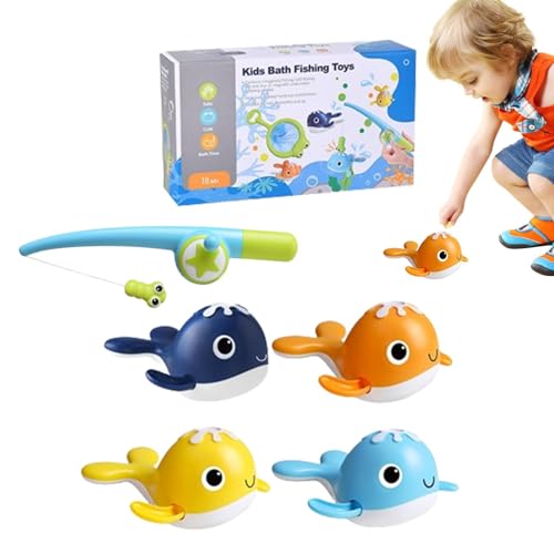 Generisch Magnetisches Angelspiel, Angelrutenspielzeug für Kinder - Schwimmendes Wal-Badewannenspielzeug - Entwicklungsspaß-Wanne-Spielzeug, Wal-Wasser-Duschspielzeug, Magnet-Babybade-Angelspielzeug von Generisch
