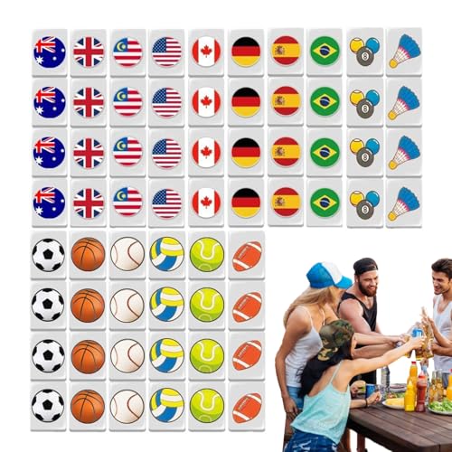 Generisch Mah Jongg Sets - Flag -Muster Mahjong Fliesenblöcke Spiele Set, Block -Puzzle -Spiele, Mahjong -Fliesen, Partyspielblöcke Für Erwachsene Kinder von Generisch