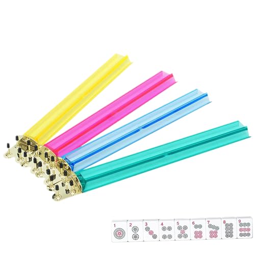 Generisch Mahjong Steine Halter | 4er Set Mit Schiebern Für Mahjong Spielsteine,Klare 47 cm Halterung Für Erfahrene Spieler, Reise Und Anfänger von Generisch