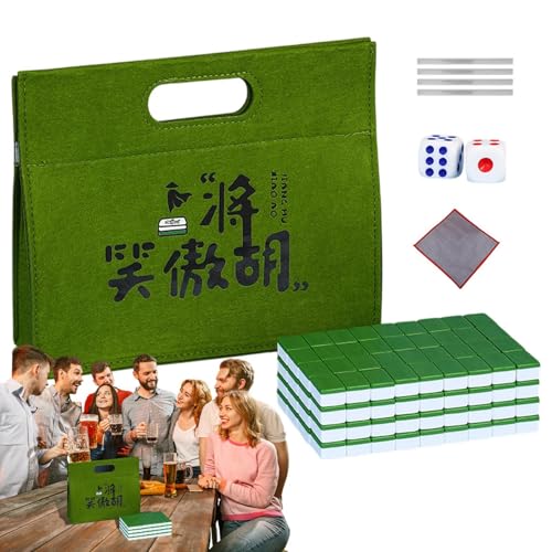 Generisch Mahjong Tile Set, Small Table Mahjong Game, 0.94x0.67 inches Complete Board, Includes Tablecloth, Carrying Bag, Dice & Tile Ruler, Perfect for Family Leisure Time von Generisch