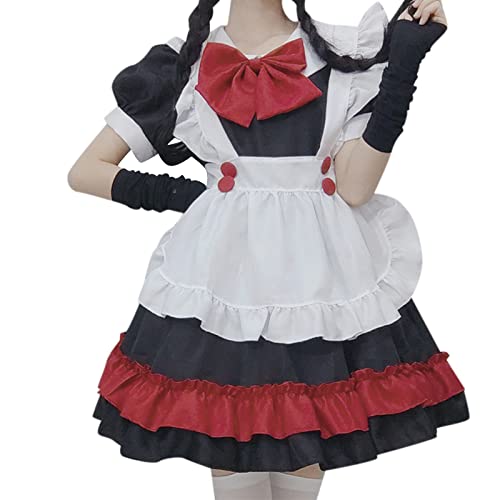 Generisch Maid Dress Dienstmädchen-Outfit French Kawaii Clothes Damen Faschingskostüme Sissy Anime Kostüm Japanisches Uniform Komplettes Für Halloween Karneval Wein S von Generisch