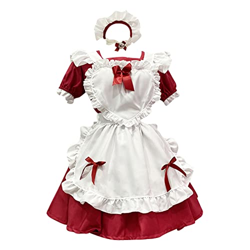 Generisch Maid Outfit Lolita Dress French Dienstmädchen-Outfit Damen Kostüm Sissy Kleidung Goth Uniform Komplettes Für Frauen Mädchen Rot L Generisch Maid Outfit Lolita Dress French Dienstmädchen-Outfit Damen Kostüm Sissy Kleidung Goth Uniform Komplettes Für Frauen Mädchen Rot L von Generisch