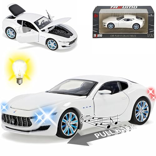 Generisch Maseratti Alfierie Concept 2014 Coupe Weiss mit Licht und Sound 1/32 Tayumo Modell Auto mit oder ohne individiuellem Wunschkennzeichen von Generisch