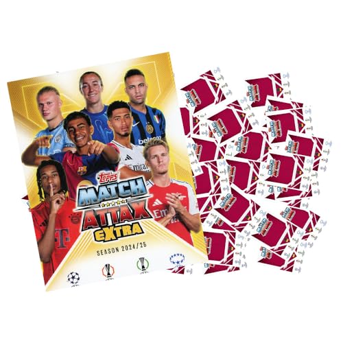 Match Attax Champions League 2024/25 EXTRA - Trading Cards - 1 Leere Sammelmappe + 100 Verschiedene, zufällige Karten von Generisch