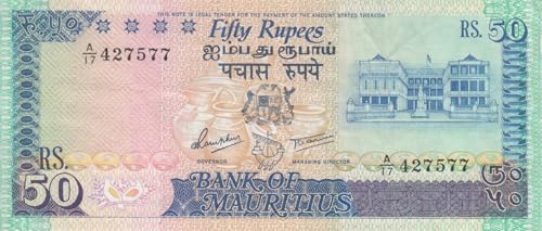 Generisch Mauritius Pick-Nr: 37b gebraucht (III) 1986 50 Rupees (Banknoten für Sammler) von Generisch