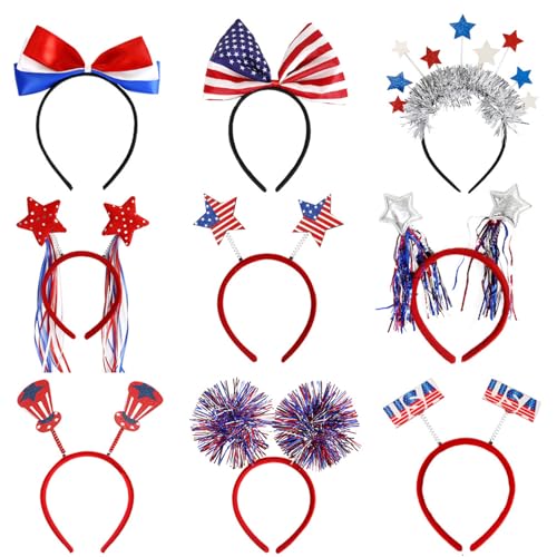 Generisch Memorial Day Stirnbänder, 4. Juli Stirnbänder für Frauen - 9x Red White Blue Memorial Day Hair Hoop - US -Flagge Kopfbedeckung, Foto -Requisiten für Erwachsene und Kinder Generisch Memorial Day Stirnbänder, 4. Juli Stirnbänder für Frauen - 9x Red White Blue Memorial Day Hair Hoop - US -Flagge Kopfbedeckung, Foto -Requisiten für Erwachsene und Kinder von Generisch