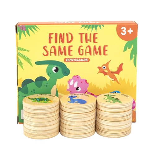 Generisch Memory-Matching-Spiel,Karten-Matching-Spiel,Dinosaurier-Spielzeug - Brett-Memory-Match-Spiel für Kinder von 4 bis 8 Jahren, Lernspielzeug für Dinosaurier, rundes Stapelspielzeug von Generisch