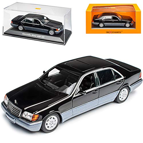 Generisch Mercedes-B S-Klasse 600 SEL Schwarz Metallic W140 1991-1998 1/43 Minichamps Maxichamps Modell Auto von Generisch