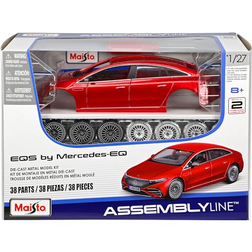 Generisch Mercedes-B EQS V297 Limousine Rot Ab 2021 Bausatz Kit 1/27 1/24 Modell Auto mit individiuellem Wunschkennzeichen von Generisch
