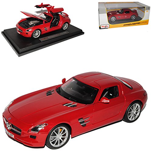 Generisch Mercedes-B SLS AMG Gullwing Coupe Rot C197 Ab 2009 1/18 Modell Auto mit individiuellem Wunschkennzeichen von Generisch