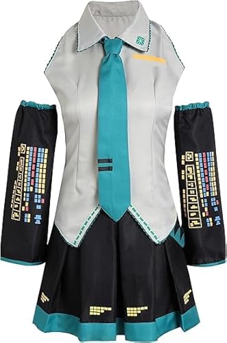 Generisch Miku Damen Anime Cosplay Kostüm JK Sailor Dress Hatsune High School Uniform Halloween Outfit Full Set mit Rock & Socken für Comic Con (grau, M) von Generisch