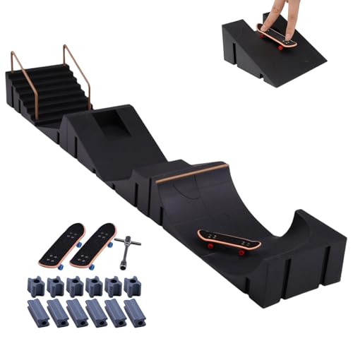 Generisch Mini-Finger-Skateboard-Rampen-Set-6-in-1-Fingerboard-Kit mit 6 Rampen und 3 Fingerbrettern, lustiges -Spielzeug für Kinder und Erwachsene, verbessert die Fingerkoordination & Imagination von Generisch