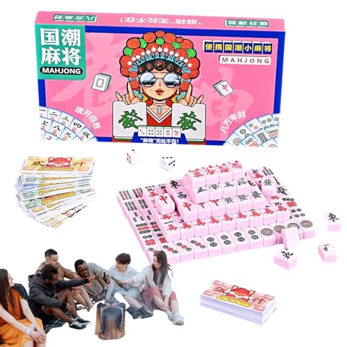 Generisch -Mahjong-Set, Mahjong-Set in Reisegröße | -Mahjong-Spiel im chinesischen Stil | Leichtes Mah-Jongg-Set, Reise-Familien-Freizeitspiel, traditionelles chinesisches Versionsspiel von Generisch