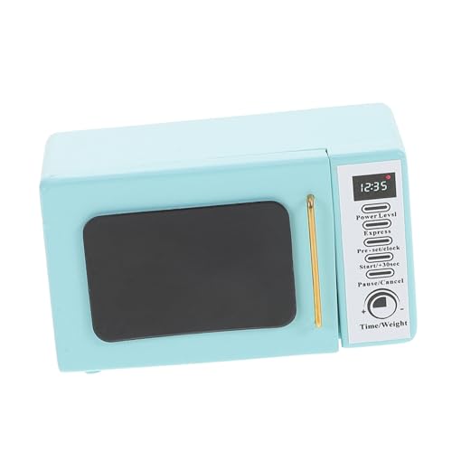Generisch Mini-Mikrowelle Miniatur Miniküche Blau Bausatz mini küchengeräte sammlerstücke puppenhaus deko Mini- -Layout-Requisiten Puppenhaus-Küchengerät hölzern Sky-Blue von Generisch