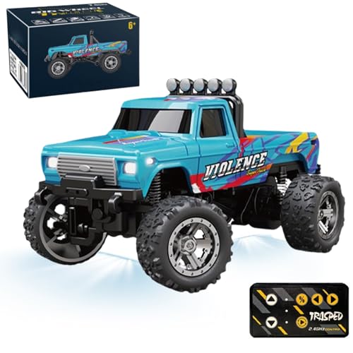 Generisch Mini Monster 1:64 Off-Road LED Alloy Racer, 3-Speed Modes, 2.4GHz Racing System, with LED Lights, Mini Rc Truck, for Ages 14+ Hobbyists and Collectors (Blue) von Generisch