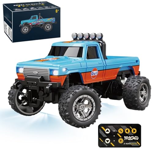 Generisch Mini Monster 1:64 Off-Road LED Alloy Racer, 3-Speed Modes, 2.4GHz Racing System, with LED Lights, Mini Rc Truck, for Ages 14+ Hobbyists and Collectors (Blue-1) von Generisch