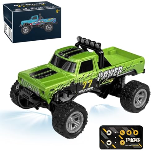 Generisch Mini Monster 1:64 Off-Road LED Alloy Racer, 3-Speed Modes, 2.4GHz Racing System, with LED Lights, Mini Rc Truck, for Ages 14+ Hobbyists and Collectors (Green) von Generisch