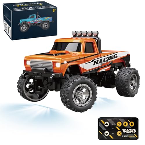 Generisch Mini Monster 1:64 Off-Road LED Alloy Racer, 3-Speed Modes, 2.4GHz Racing System, with LED Lights, Mini Rc Truck, for Ages 14+ Hobbyists and Collectors (Orange) von Generisch