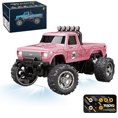 Generisch Mini Monster 1:64 Off-Road LED Alloy Racer, 3-Speed Modes, 2.4GHz Racing System, with LED Lights, Mini Rc Truck, for Ages 14+ Hobbyists and Collectors (Pink) von Generisch