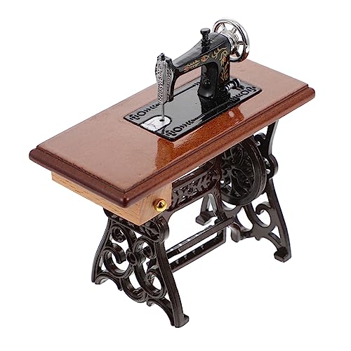 Generisch Mini-Nähmaschine handwerkskunst Retro -Wohnkultur Mini- kleine Nähmaschine Tischzubehör Kleinkind Nähmaschine Puppenhausmöbel Schneiderspielzeug Miniatur-Nähmaschine Legierung von Generisch