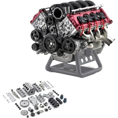 Generisch Mini V8 Motor Kits That Runs, MAD RC Verbrennungsmotor Modellbausatz für Erwachsene zu Bauen, geeignet für Modellauto AX90104 SCX10Ⅱ Capra VS4-10 Pro/Ultra von Generisch