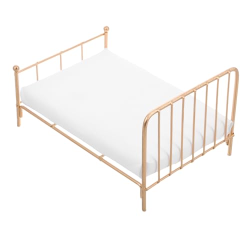 Generisch Mini-puppenhausbett, 1:12, Europäisches Mini-puppenbett Mit Metallrahmen Und Matratze, Miniatur-schlafzimmermöbel Für Puppenhaus-Dekoration, Golden Generisch Mini-puppenhausbett, 1:12, Europäisches Mini-puppenbett Mit Metallrahmen Und Matratze, Miniatur-schlafzimmermöbel Für Puppenhaus-Dekoration, Golden von Generisch