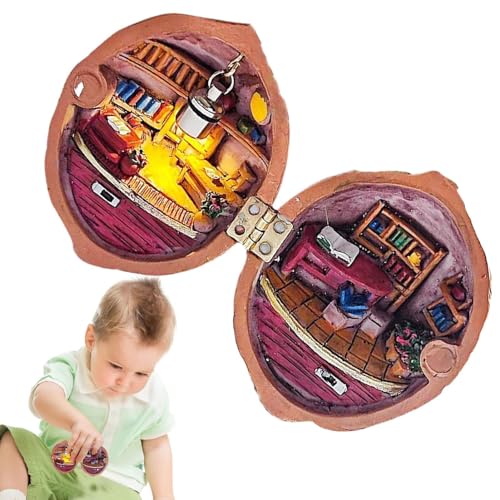 Generisch Miniatur-Buchladen aus Walnussschalen, Tiny World Inside Walnuts - Walnussschale DIY Bibliothekshaus - Geheime 3D-Szenenverzierung, bezaubernde Puppenhausdekoration für Erwachsene und Kinder von Generisch