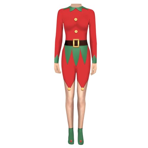 Generisch Minikleid Xmas Verkleidung Weihnachtskostüm für Erwachsene mit Weihnachtsmann-Motiv und Digitaldruck von Generisch