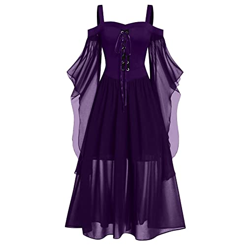 Generisch Mittelalter Kleid Hexenkostüm Damen Gothikkleider Elegant Dress Halloweenkostüm Hexenkleid Plus Size Lang Oberteil Goth Frauen Cosplay Kleidung 2#lila XL Generisch Mittelalter Kleid Hexenkostüm Damen Gothikkleider Elegant Dress Halloweenkostüm Hexenkleid Plus Size Lang Oberteil Goth Frauen Cosplay Kleidung 2#lila XL von Generisch