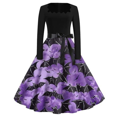 Generisch Mittelalter Kleid Hexenkostüm Damen Große Größen Übergröße Dress Halloweenkostüm Hexenkleid Plus Size Gothikkleider Oberteil Adult Frauen Cosplay Kleidung 2#lila L von Generisch