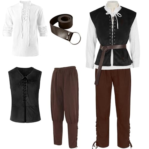 Generisch Mittelalter Kleidung Damen, Mittelalter Kleidung Herren Faschings Ritterkostüm Samurai Renaissance Joint Mit Piratenhemd Piratenkostüm Wikinger Kostüm, Roter, XXL Generisch Mittelalter Kleidung Damen, Mittelalter Kleidung Herren Faschings Ritterkostüm Samurai Renaissance Joint Mit Piratenhemd Piratenkostüm Wikinger Kostüm, Roter, XXL von Generisch