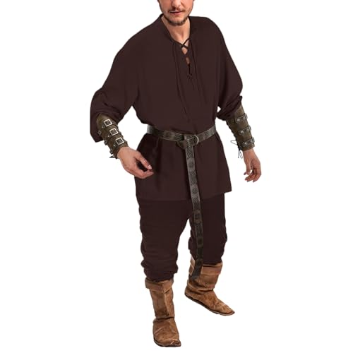 Generisch Mittelalter Kleidung Damen, Mittelalter Kleidung Herren Wikinger Kostüm Ritterkostüm Faschings Samurai Renaissance Piratenkostüm Mit Piratenhemd Joint, Coffee, XXL Generisch Mittelalter Kleidung Damen, Mittelalter Kleidung Herren Wikinger Kostüm Ritterkostüm Faschings Samurai Renaissance Piratenkostüm Mit Piratenhemd Joint, Coffee, XXL von Generisch
