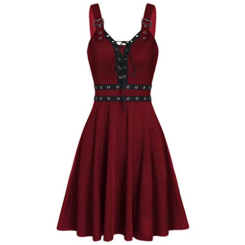 Generisch Mittelalter Kleidung Damen Steampunk Gothic Kleid Retro Renaissance Kleider Karneval Halloween Kostüm Mittelalter Kostüme Cocktailkleid Abendkleider Viktorianisches Partykleid von Generisch