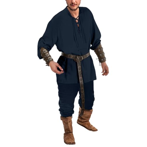 Generisch Mittelalter Kostüm, Mittelalter Kleidung Herren Wikinger Kostüm Piratenkostüm Faschings Renaissance Raveparty Mit Piratenhemd Ritterkostüm Samurai Joint, Marineflotte, Xxl Generisch Mittelalter Kostüm, Mittelalter Kleidung Herren Wikinger Kostüm Piratenkostüm Faschings Renaissance Raveparty Mit Piratenhemd Ritterkostüm Samurai Joint, Marineflotte, Xxl von Generisch