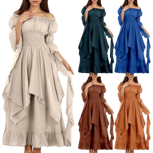 Generisch Mittelalter Kostüm Damen Schulterfrei Gothic Mittelalter Kleid mit Trompetenärmel Renaissance Kostüm Korsett Viktorianisches Kleider für Halloween Party Generisch Mittelalter Kostüm Damen Schulterfrei Gothic Mittelalter Kleid mit Trompetenärmel Renaissance Kostüm Korsett Viktorianisches Kleider für Halloween Party von Generisch