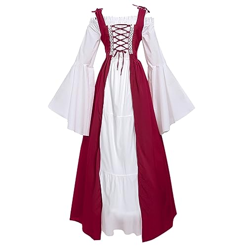 Generisch Mittelalterkleid Damen mit Trompetenärmel Vintage Maxikleid für Mittelalterfest Fasching Halloween Party Kostüm Renaissance Kleidung 2er Set Generisch Mittelalterkleid Damen mit Trompetenärmel Vintage Maxikleid für Mittelalterfest Fasching Halloween Party Kostüm Renaissance Kleidung 2er Set von Generisch