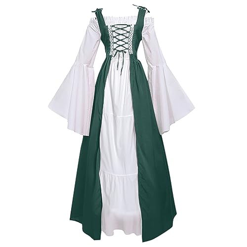 Generisch Mittelalterkleid Damen mit Trompetenärmel Vintage Maxikleid für Mittelalterfest Fasching Halloween Party Kostüm Renaissance Kleidung 2er Set Generisch Mittelalterkleid Damen mit Trompetenärmel Vintage Maxikleid für Mittelalterfest Fasching Halloween Party Kostüm Renaissance Kleidung 2er Set von Generisch