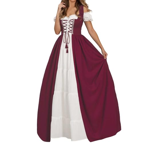 Generisch Mittelalterkleid Damen mit Trompetenärmel Vintage Maxikleid für Mittelalterfest Fasching Halloween Party Kostüm Renaissance Kleidung 2er Set Generisch Mittelalterkleid Damen mit Trompetenärmel Vintage Maxikleid für Mittelalterfest Fasching Halloween Party Kostüm Renaissance Kleidung 2er Set von Generisch