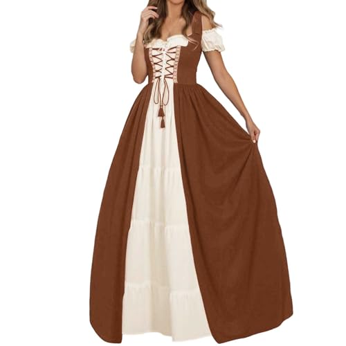 Generisch Mittelalterkleid Damen mit Trompetenärmel Vintage Maxikleid für Mittelalterfest Fasching Halloween Party Kostüm Renaissance Kleidung 2er Set Generisch Mittelalterkleid Damen mit Trompetenärmel Vintage Maxikleid für Mittelalterfest Fasching Halloween Party Kostüm Renaissance Kleidung 2er Set von Generisch