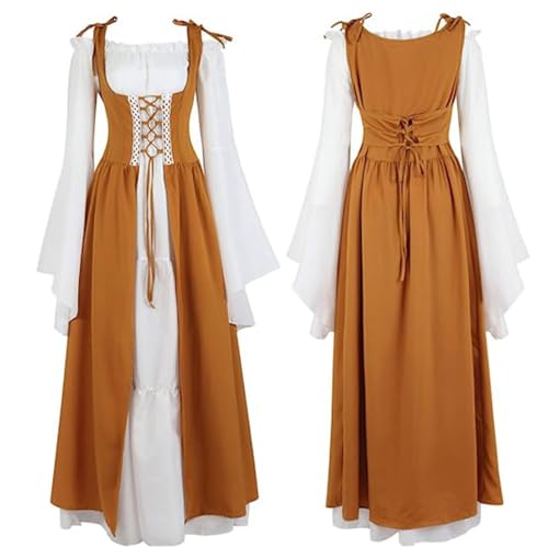 Generisch Mittelalterkleid Damen mit Trompetenärmel Vintage Maxikleid für Mittelalterfest Fasching Halloween Party Kostüm Renaissance Kleidung 2er Set Generisch Mittelalterkleid Damen mit Trompetenärmel Vintage Maxikleid für Mittelalterfest Fasching Halloween Party Kostüm Renaissance Kleidung 2er Set von Generisch
