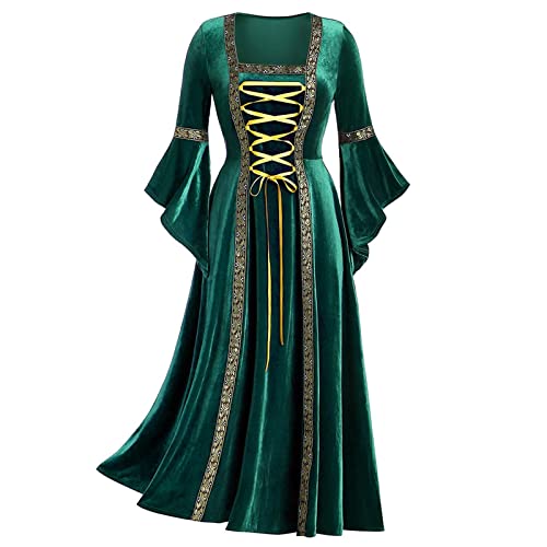 Generisch Mittelalterkleid Renaissance Kleid Damen Kostüm Mittelalter Kleidung Leinen Kleider Medieval Dress Women von Generisch
