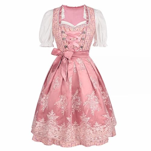 Generisch Mittelalterliche Umhangmänner Weiß Dirndlbluse Bierkleid Bühnenauftrittskleid Rotes Mittelalterliches Kleid Für Erwachsene (Hot Pink, XXL) von Generisch