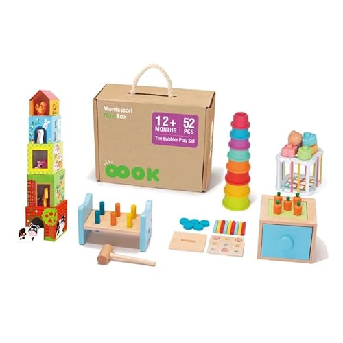 Generisch Montessori Play Box Stapelset Spielset, 52-teiliges Lernspielzeug mit Stapelturm und Baublöcken, Holz, Bunt, für Kinder ab 18 Monate Generisch Montessori Play Box Stapelset Spielset, 52-teiliges Lernspielzeug mit Stapelturm und Baublöcken, Holz, Bunt, für Kinder ab 18 Monate von Generisch