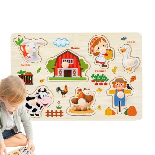 Generisch Montessori-Steckpuzzles,Steckpuzzles für Kinder | Cartoon Montessori Puzzle Spielzeug,Buntes sensorisches Lernspielzeug, ergonomisches Puzzle-Spielzeug zur Verbesserung der Feinmotorik von Generisch