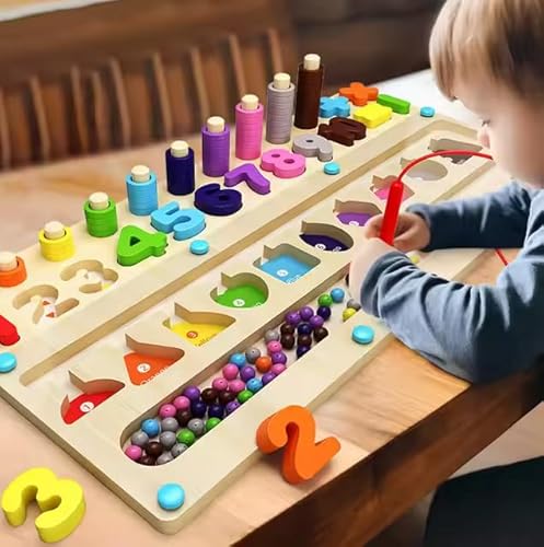 Generisch Montessori Zahlen- und Farblernspiel aus Holz, Mathematik Lernbrett mit Perlen, Pädagogisches Spielzeug für Kinder Generisch Montessori Zahlen- und Farblernspiel aus Holz, Mathematik Lernbrett mit Perlen, Pädagogisches Spielzeug für Kinder von Generisch