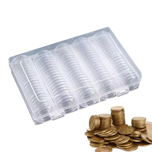 Generisch Münzspeicherbox, 100 Stücke Kollektor Display Silber -Dollar -Speicherorganisator - Runde Münzbezüge Für Sammelversorgungen von Generisch