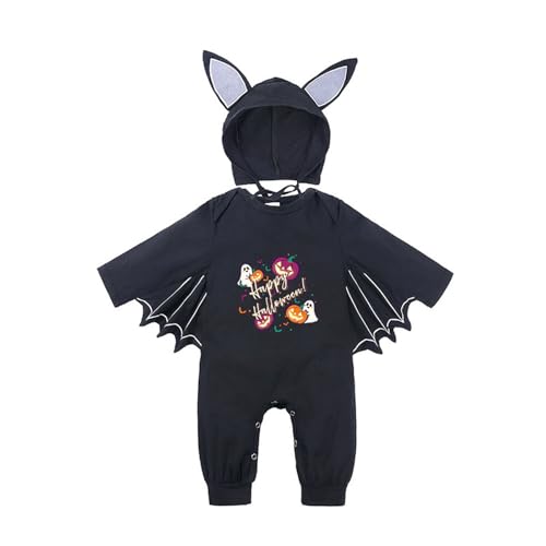 Generisch My First Halloweens Outfit Halloween Strampler Neugeborene Fledermaus Kostüm Kinder Reflektierende Overalls Lustiges Fledermaus Kapuzen Outfit Set mit Ohrenmütze Generisch My First Halloweens Outfit Halloween Strampler Neugeborene Fledermaus Kostüm Kinder Reflektierende Overalls Lustiges Fledermaus Kapuzen Outfit Set mit Ohrenmütze von Generisch