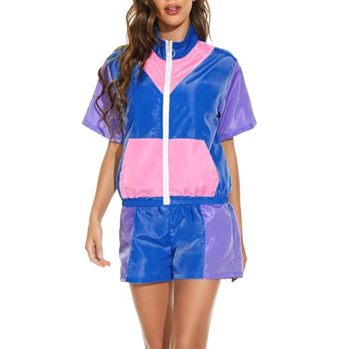 Generisch Neon Netz Shirt 10Tgl. 80er Jahre Outfit Accessoires Haarreif Halskette Handschuhe Beinstulpen 80er Kostüm Accessoires Karneval Cosplay Party Bauchtasche Damen 90 er Jahre Outfit Damen Set von Generisch